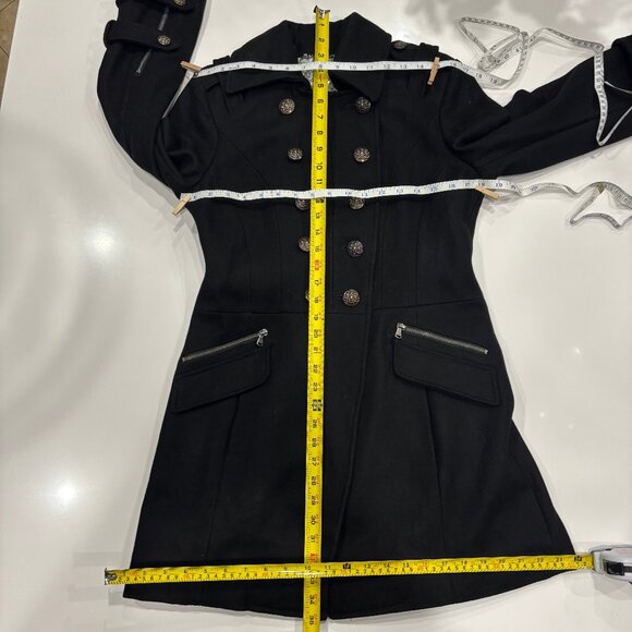 Guess M Black Wool Blend Coat Button Zip Sleeve Pocket Floral Lining Collar NWT - Picture 10 of 10